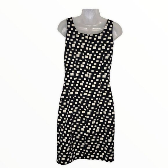 D. Exterior Sheath Pinafore Dress Black While - Picture 6 of 7